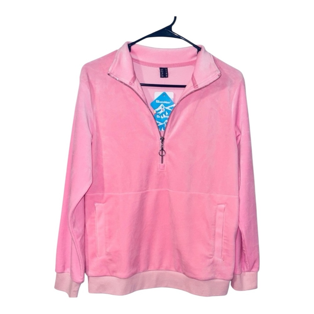 MagcoMsen Hot Pink Velveteen Half Zip. NEW!